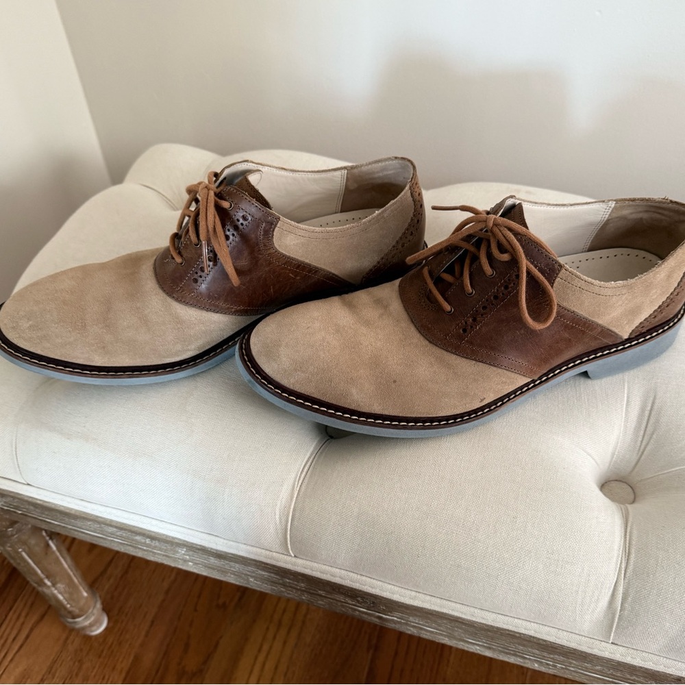 Cole Haan, Nike Air Buck Oxfords - Tan and Brown & Blue Soles. Men’s Size 11